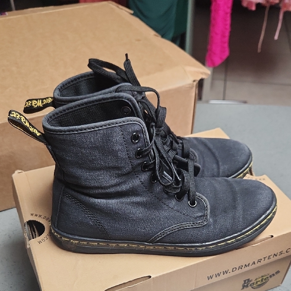Dr. Martens Black Canvas Boots for Women